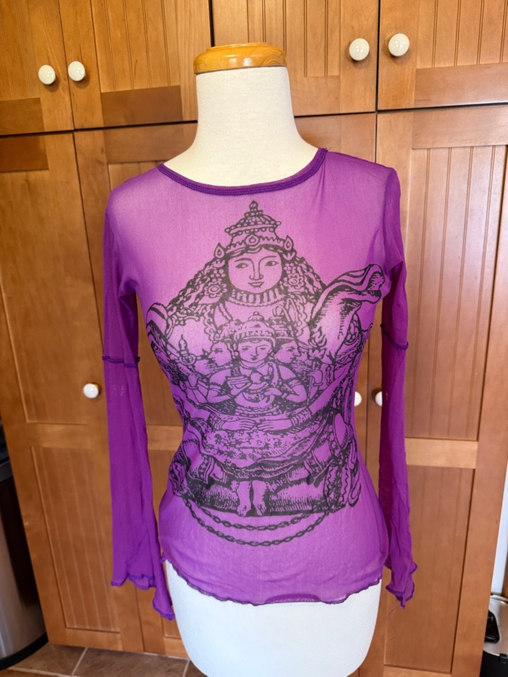 Tripp NYC Purple Sheer Long-Sleeve Tee with Black Graphic